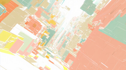 Obraz premium Abstract Blocks Ascend with Pastel Palette and Perspective View, Geometric Design