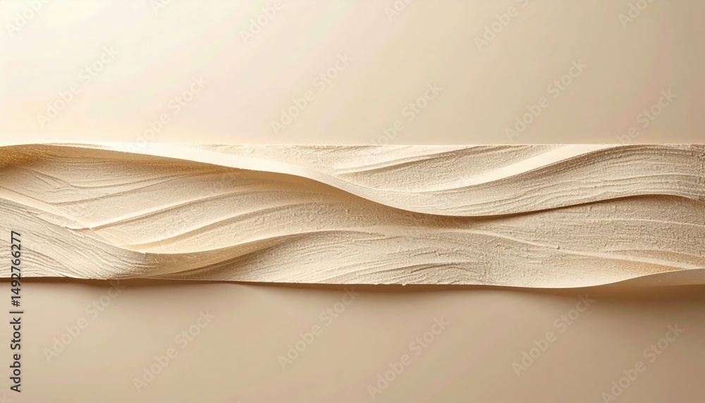 Aufkleber textured wave patterns on light-colored surface abstract art minimalist design studio setting close-