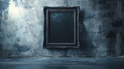 Empty antique frame on a grungy wall