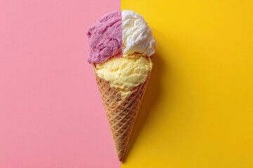 Triple-Scoop Ice Cream Cone: A Delightful Summer Treat
