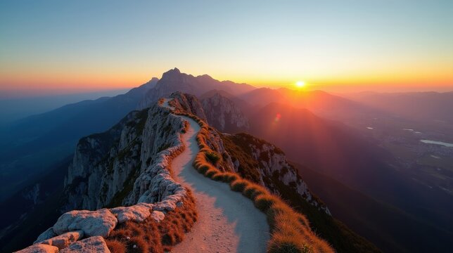 Aneto Peak at dawn with sunny weather, captured from a panoramic perspective, emphasizing the grandeur of the mountain.