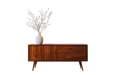 Mid century Modern Wooden Cabinet with Vase and Branches Stylish Home Decor