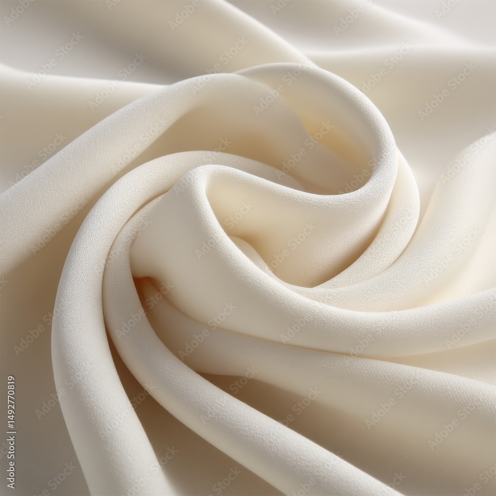 Poster abstract close up of flowing ivory fabric in studio shot showing texture and folds for backgrounds a