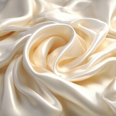 Obraz premium Abstract close up of flowing cream silk fabric with soft folds and gentle curves studio shot
