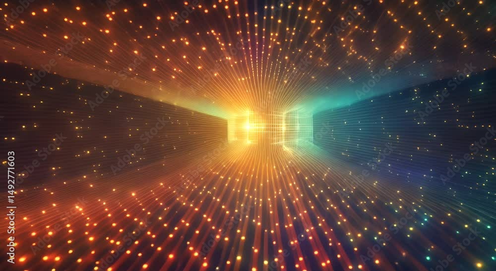 Poster bright lines and dots create an abstract background full of energy and movement visualize the idea o