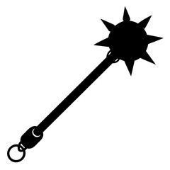 Flail weapon icon in black vector silhouette style placed on transparent background for combat themed art
