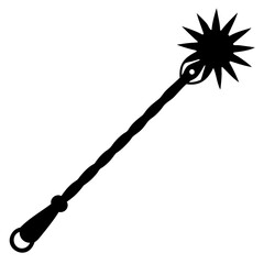 Flail weapon icon in black vector silhouette style placed on transparent background for combat themed art
