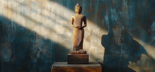 Buddha statue in a rustic interior