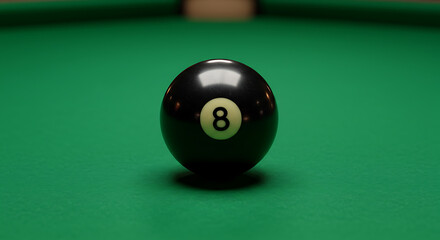 Eight Ball Still Life on Green Billiard Table