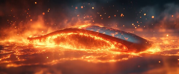 Burning computer mouse on lava