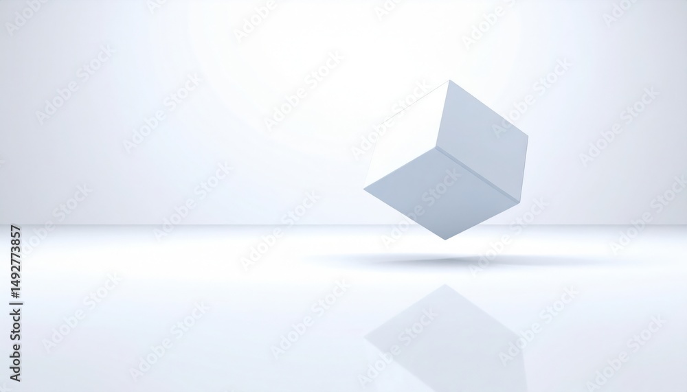Poster dynamic 3d animation of a floating paper object in a minimalist studio space abstract conceptual vis
