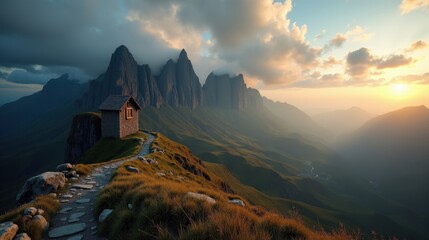 A scenic view of Garajonay in Spain during dawn, with cloudy skies and panoramic perspective.