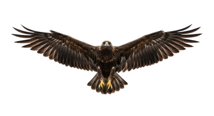 Golden eagle in flight against transparent background