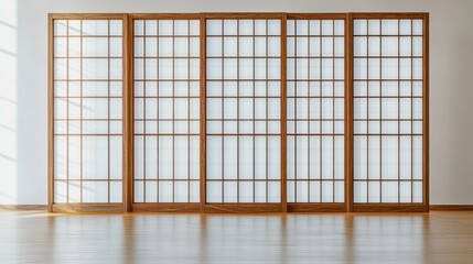 Japanese shoji screens isolated on white background
