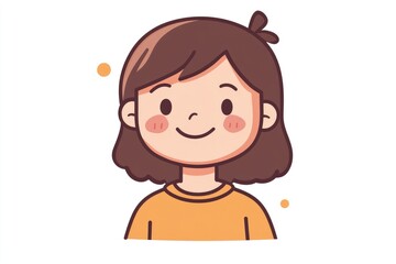 Cute, cartoon girl portrait with happy expression.