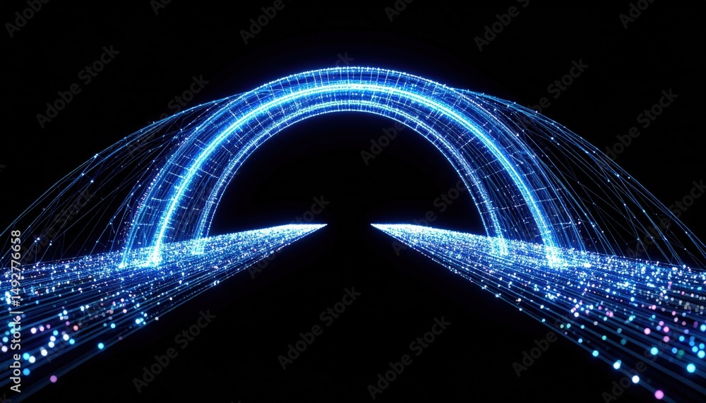 Poster dynamic digital wave formation virtual space abstract visualization futuristic environment perspecti