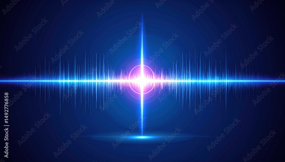Poster visualizing sound waves in digital art studio environment graphic design concept abstract viewpoint