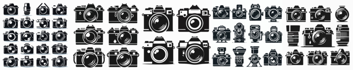 Vector set image silhouette of camera