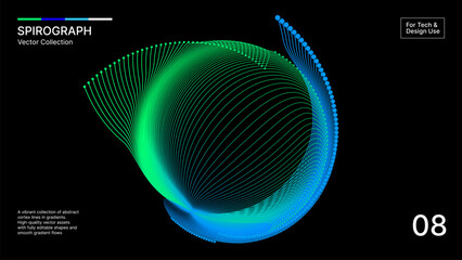 Digital Tunnel Swirl &ndash; Vibrant Gradient Vortex Made of Dotted Line Patterns for Futuristic Tech Designs