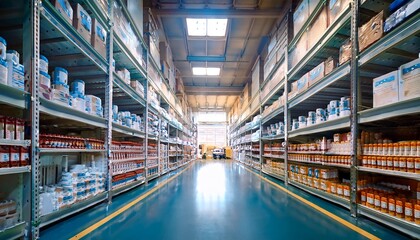 medical supplies warehouse interior with pharmaceuticals
