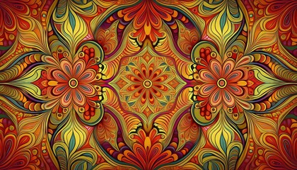 Abstract Folk Ornaments Seamless Pattern Bandana Vibrant Geometric Design Exuding Rich Cultural Influences and EyeCatching Textures