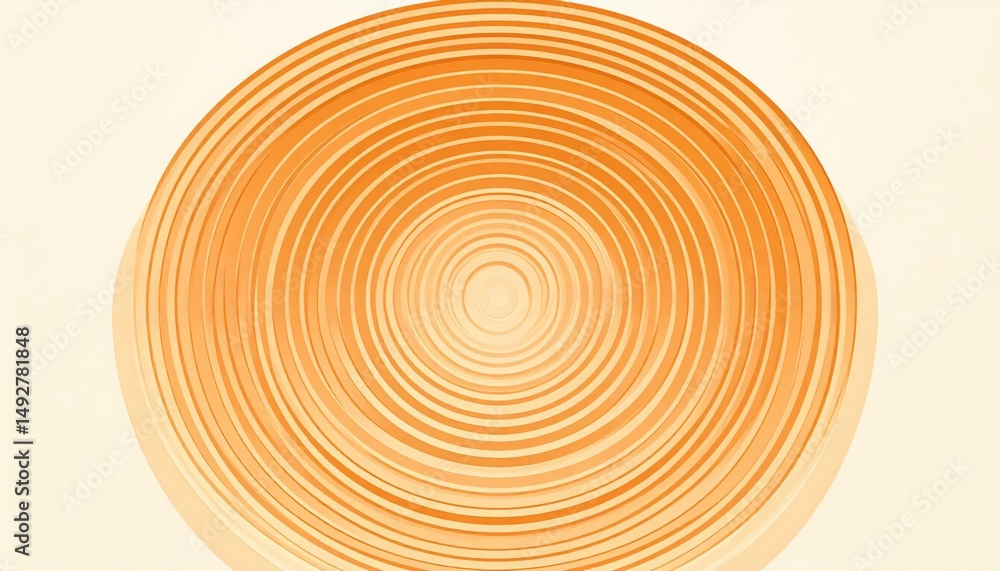 Poster circular patterns in orange abstract art digital design minimalist style close-up view visual concep