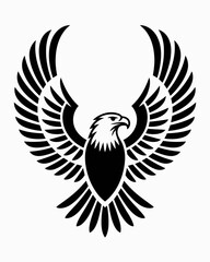 Obraz premium Engraving of stylized hawk. Linear drawing. Decorative bird. 