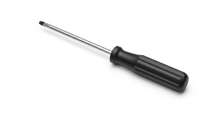Fototapeta premium A single flathead screwdriver isolated on a white background, realistic lighting, sharp focus, product photography style