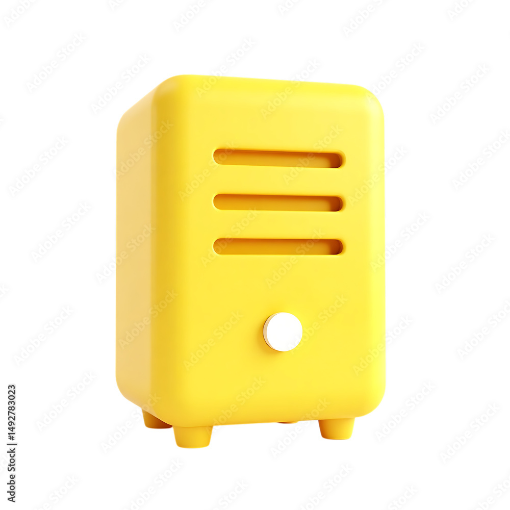 Poster yellow server isolated on transparent background. 3d render.