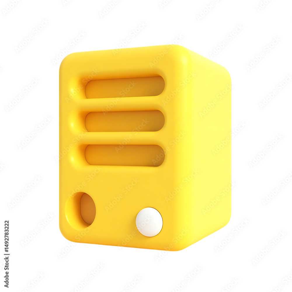 Poster yellow server isolated on transparent background 3d render data storage