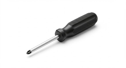A single flathead screwdriver isolated on a white background, realistic lighting, sharp focus, product photography style
