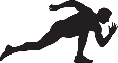 Silhouette of a Male Sprinter Ready to Race