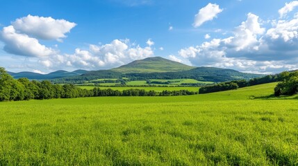 Fototapeta premium Green meadow and rolling hills landscape