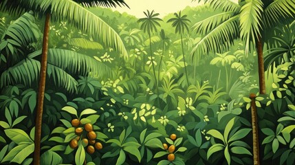 Fototapeta premium Lush Tropical Paradise: A Vibrant Jungle Scene