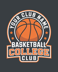 Set of basketball club badge. Vector. Concept for shirt, print, stamp or tee. Vintage typography design with basketball player, hoop and ball silhouette.