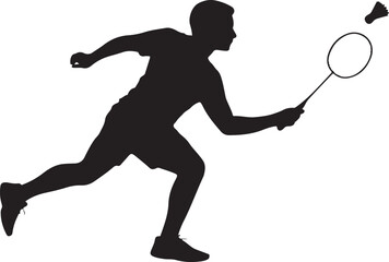 Dynamic Silhouette of Badminton Player in Action
