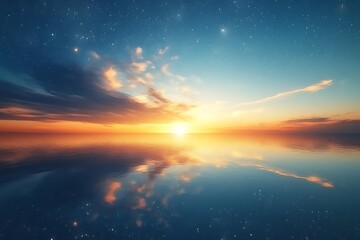 Naklejka premium Otherworldly Galactic View with Glowing Orange Nebulae