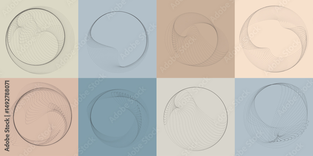 Leinwandbilder halftone dots in circle form .rotate rounded shape vector illustration .rotating circles form a ring
