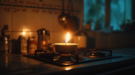 Candle light in kitchen