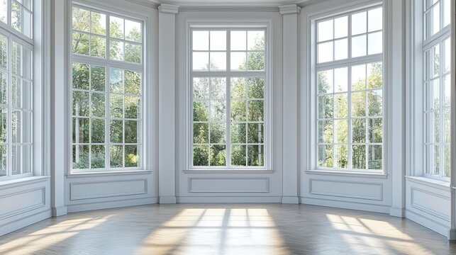 Fototapeta Large bay windows isolated on white background