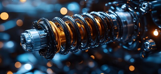 Car shock absorber close up