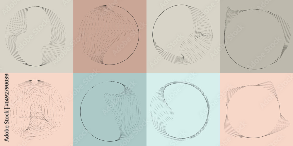 Fototapete halftone dots in circle form .rotate rounded shape vector illustration .rotating circles form a ring