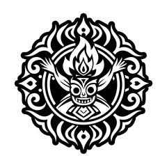 Solid icon depicting arahant mandala spiritual design