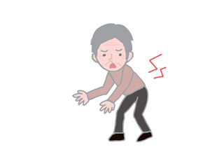 Illustration of an elderly man suffering from back pain