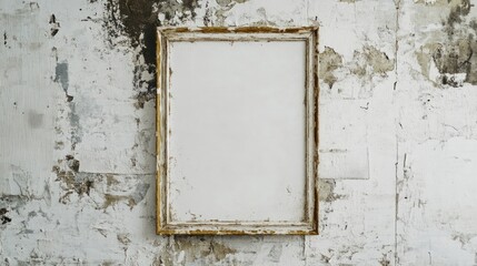 Naklejka premium Empty antique frame on weathered wall