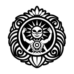 Naklejka premium Solid style icon showing intricate art