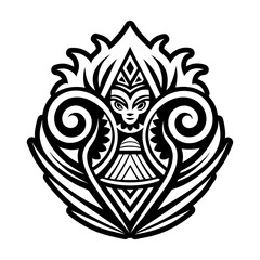 Fototapeta premium Solid icon depicting four elements tattoo
