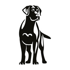 Labrador Retriever silhouette icon. Standing dog black logo illustration	
