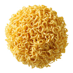 Overhead Shot of Cooked Instant Noodles on Transparent Background