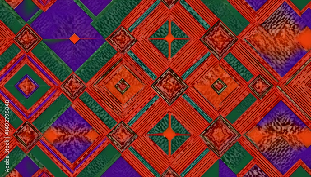 Poster vibrant geometric abstraction a kaleidoscope of colors and shapes in a symphony of interlocking desi